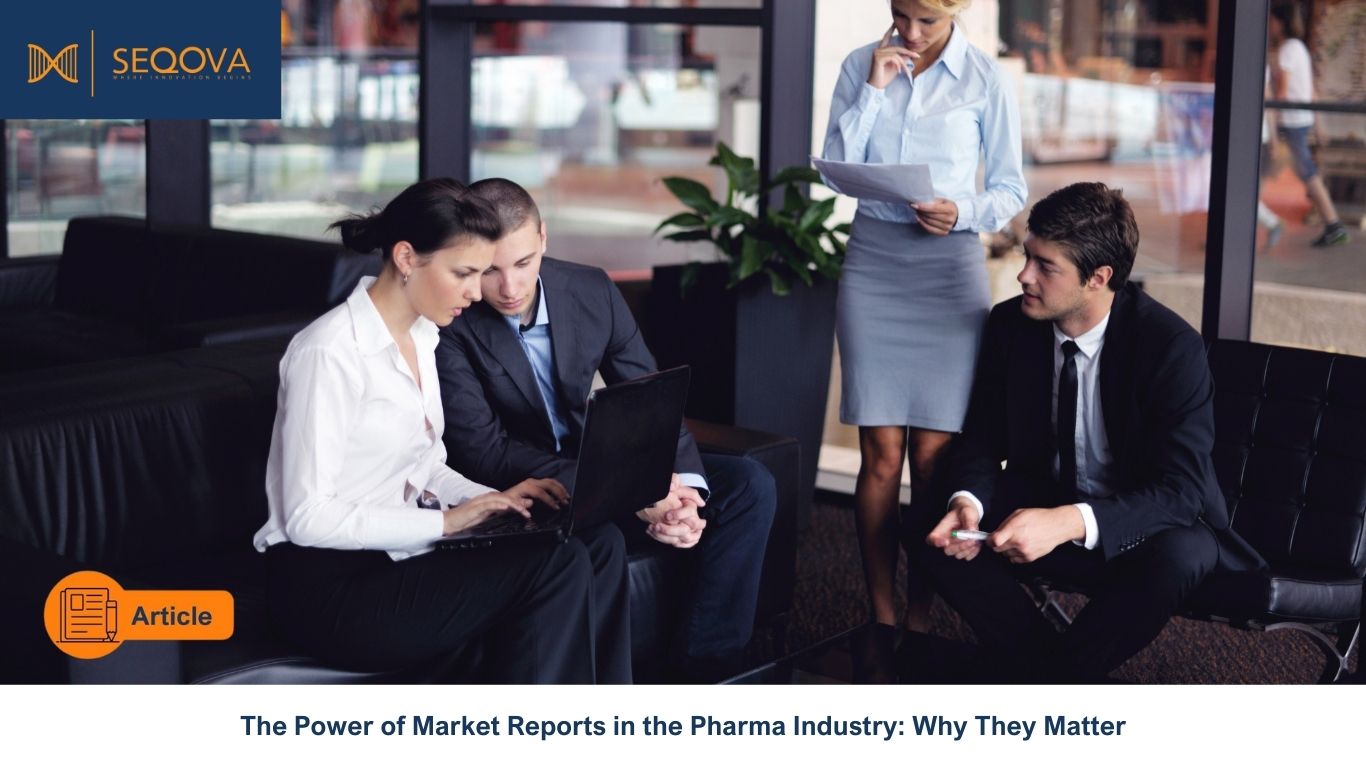 Pharma team reviewing Market Report as part of their medicinal product strategy
